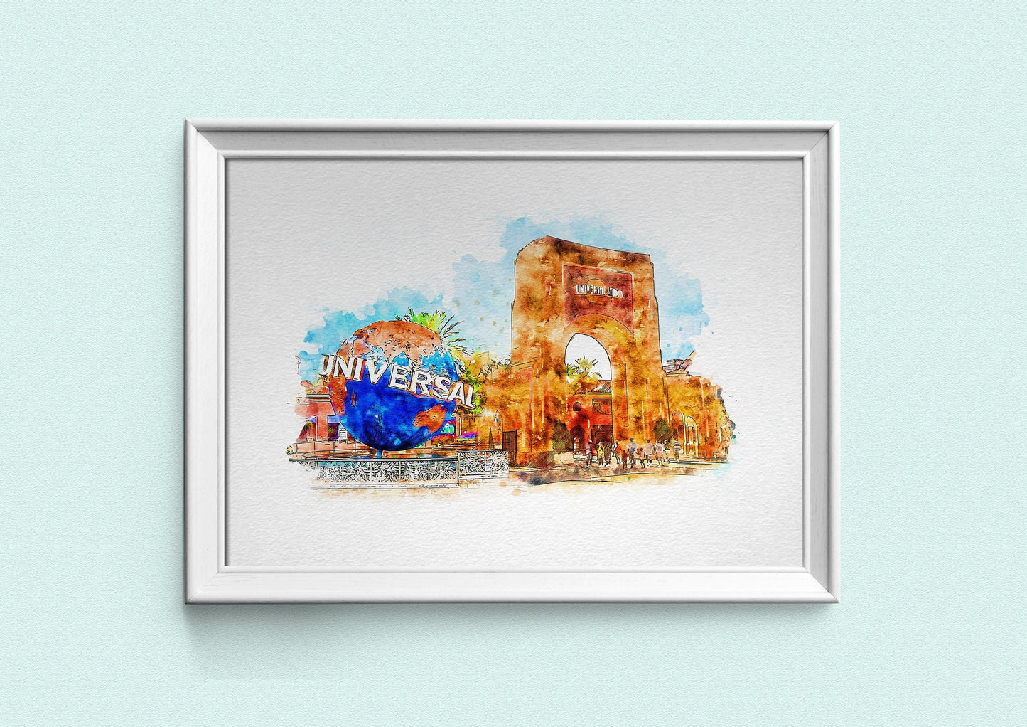 Universal Orlando, Watercolour Sketch Print, Universal Orlando Posters