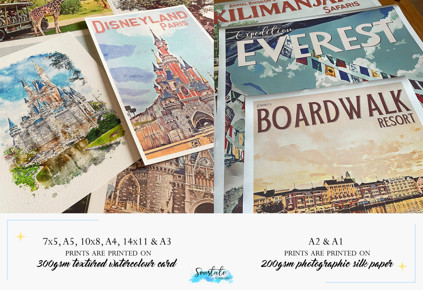 Disneyland Paris Car Watercolour Sketch Print, Disney Prints