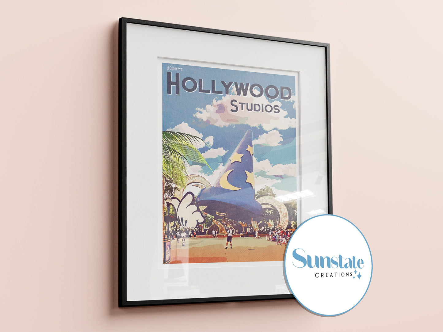 Hollywood Studios Retro Disney Poster, The Sorcerers Hat, Disney Prints, Disney Wall Art, Walt Disney World, Disney Gifts, Disney Posters