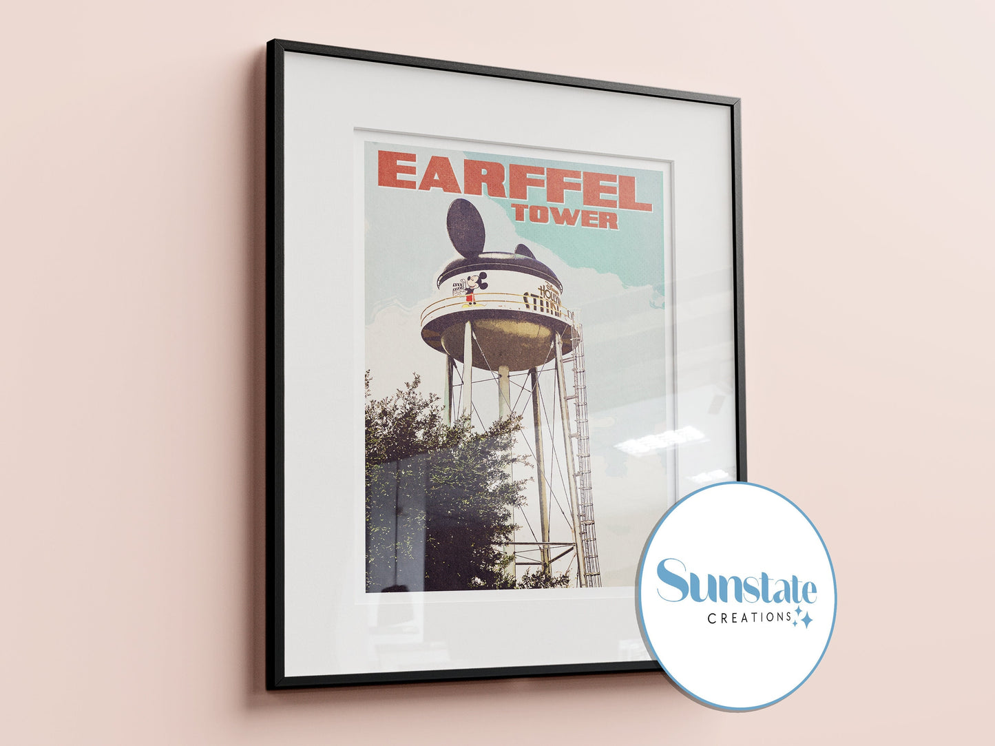 Earffel Tower Retro Disney Poster, Disney Print, Retro Walt Disney World Prints, Disney Wall Art, Retro Disney Park Posters, Disney Gift