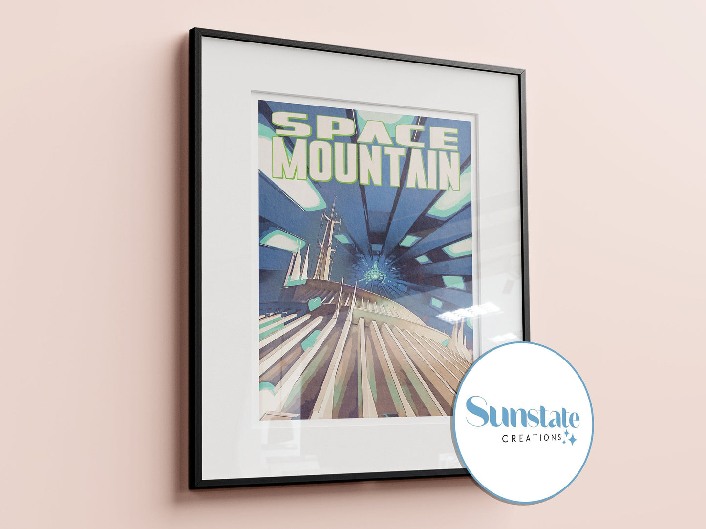 Space Mountain Retro Disney Print, Disney Poster, Tomorrowland Poster, Retro Walt Disney World Prints, Disney Wall Art, Disney Park Prints