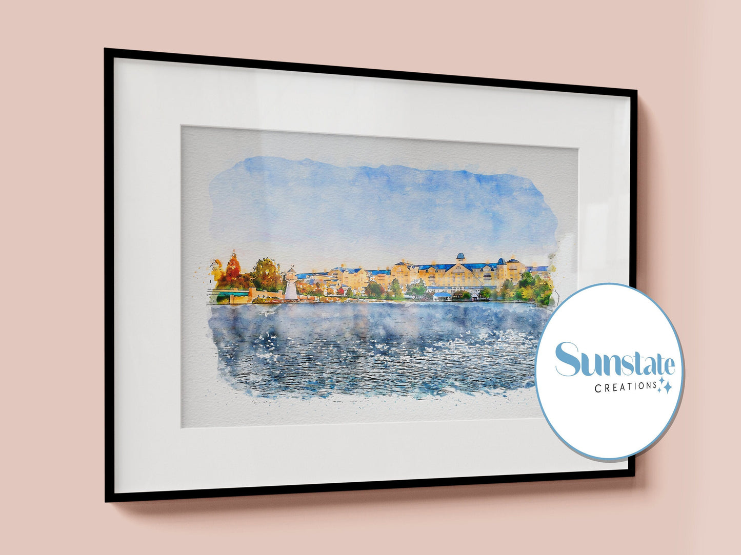 Newport Bay Hotel Watercolour Print, Disneyland Paris, Prints