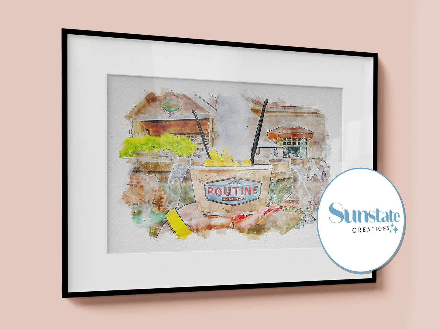 Poutine Disney Snacks Watercolour Sketch Print, Disney Springs, Prints