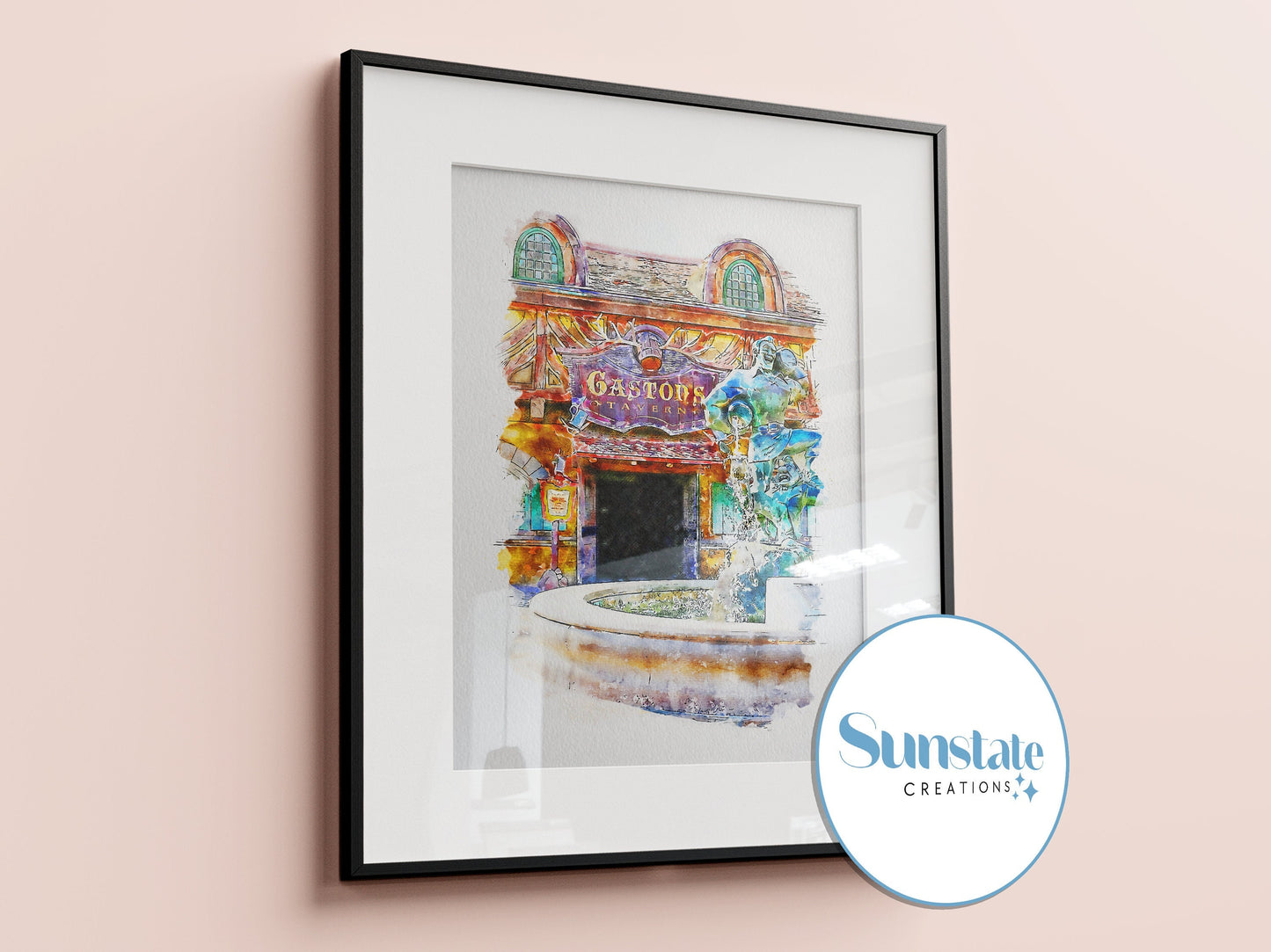 Gastons Tavern Watercolour Sketch Print, Magic Kingdom, Disney Prints