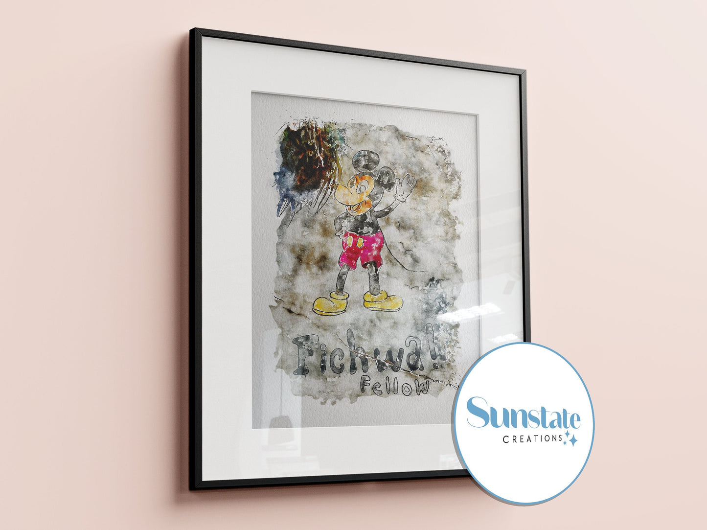 Fichwa Fellow, Hidden Mickey Watercolour Print, Walt Disney World, Prints