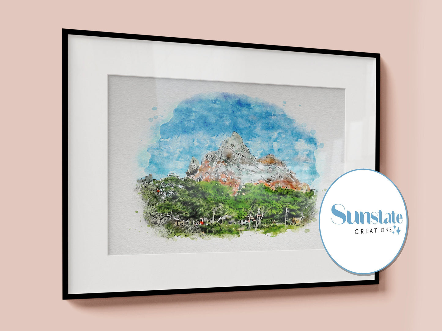 Expedition Everest Watercolour Sketch Print, Animal Kingdom, Disney Prints