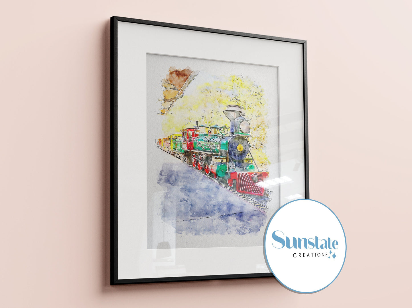 Walt Disney World Railroad Watercolour Sketch Print, Disney Prints