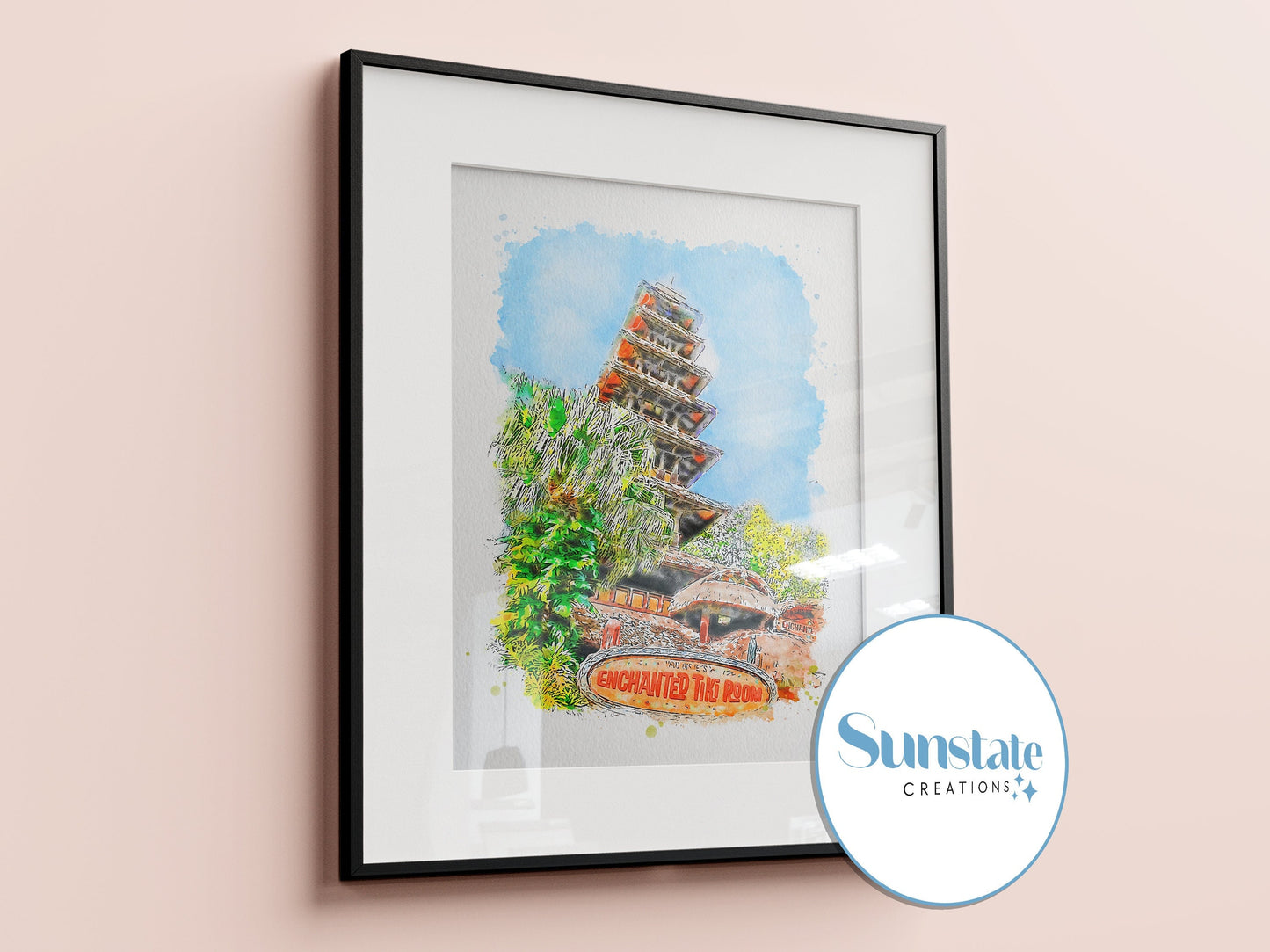 Enchanted Tiki Room Watercolour Sketch Print, Magic Kingdom, Disney World Prints