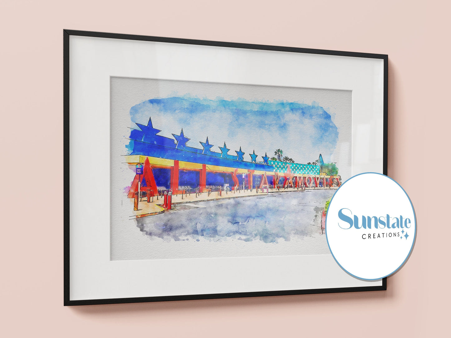 Disney's All Star Movies Resort Watercolour Print, Disney Prints