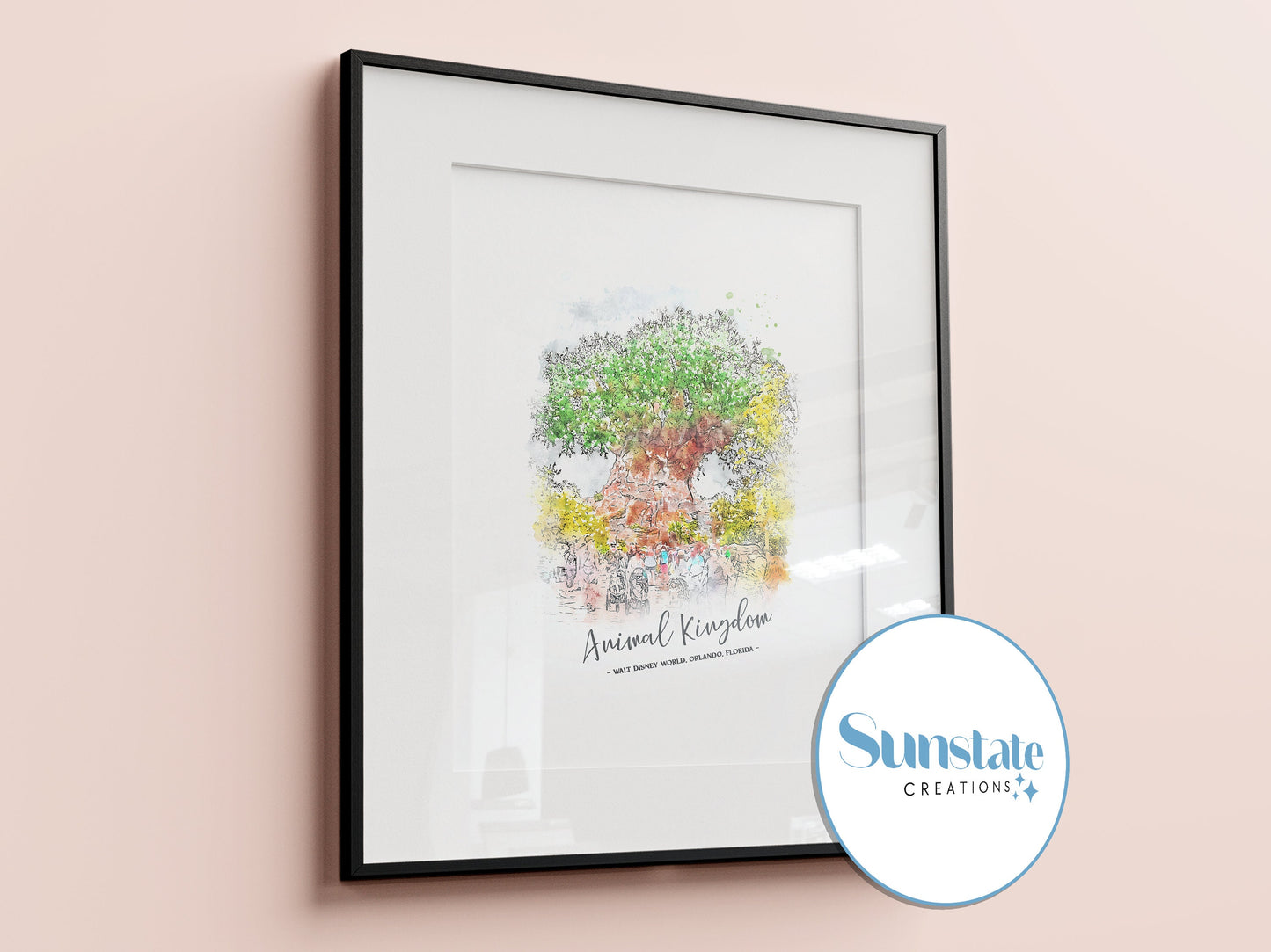 Four Parks Watercolour Style Disney Prints, Walt Disney World Prints