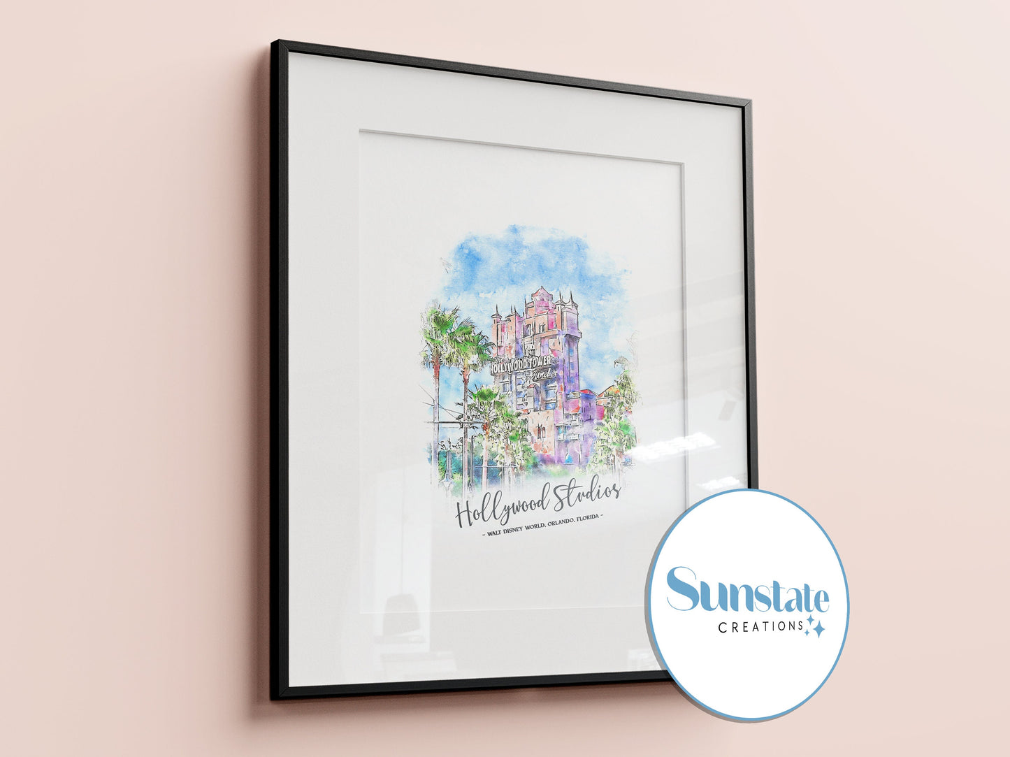 Four Parks Watercolour Style Disney Prints, Walt Disney World Prints