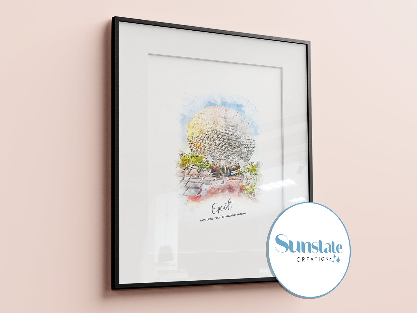 Four Parks Watercolour Style Disney Prints, Walt Disney World Prints