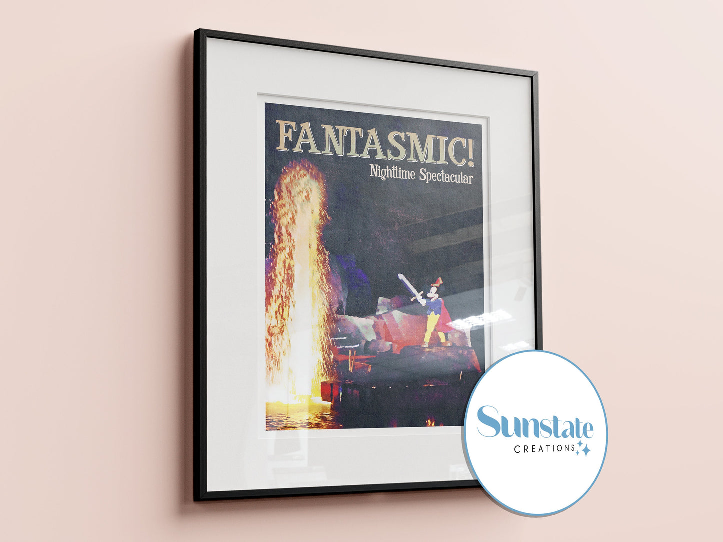 Walt Disney World Retro Prints, Disney Fireworks Prints, Set of Four
