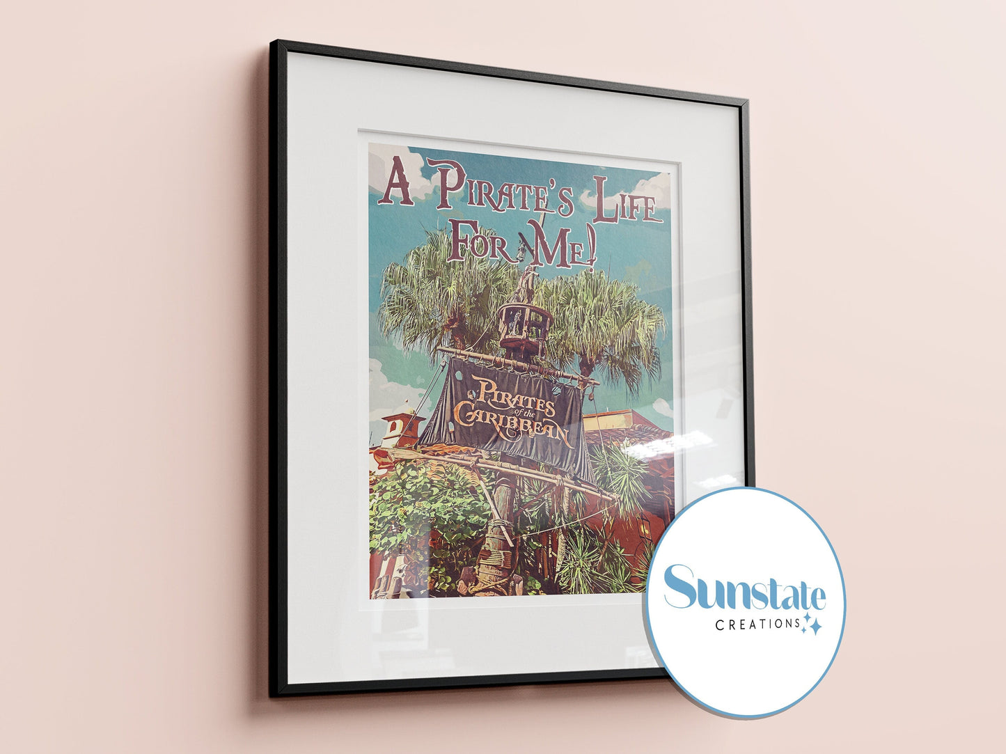 Pirates of the Caribbean Retro Disney Print, Disney Poster, Magic Kingdom, Retro Disney World Prints, Disney Wall Art, Disney Park Prints