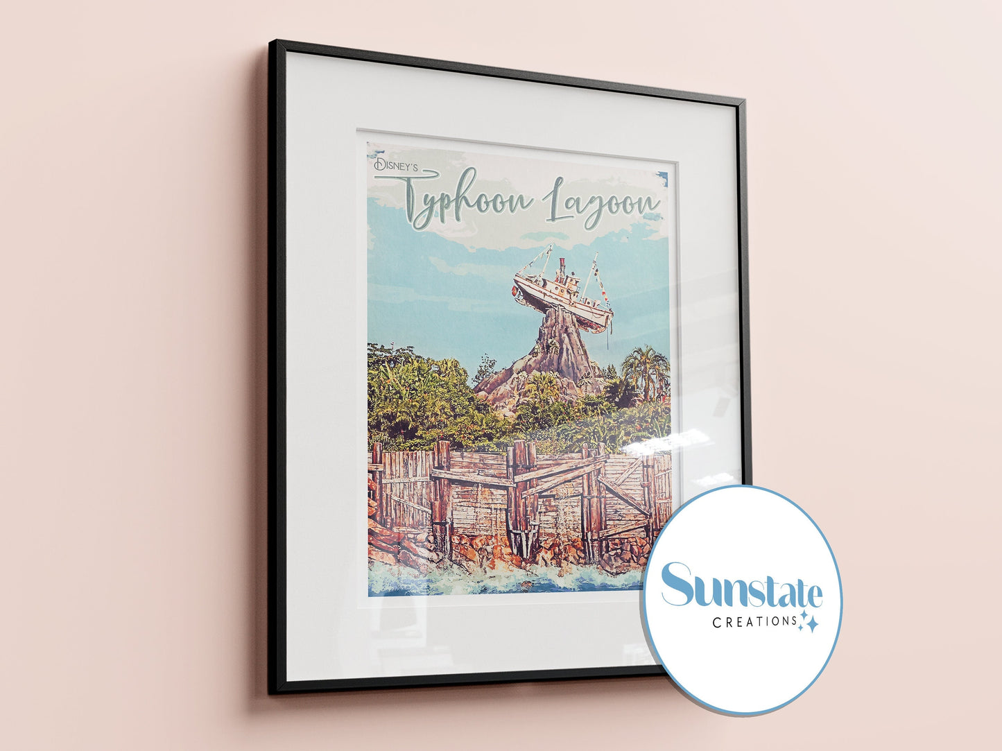 Typhoon Lagoon Retro Disney Print, Retro Disney Poster, Disney Wall Art, Walt Disney World Prints Available In A1, A2, A3, A4, A5