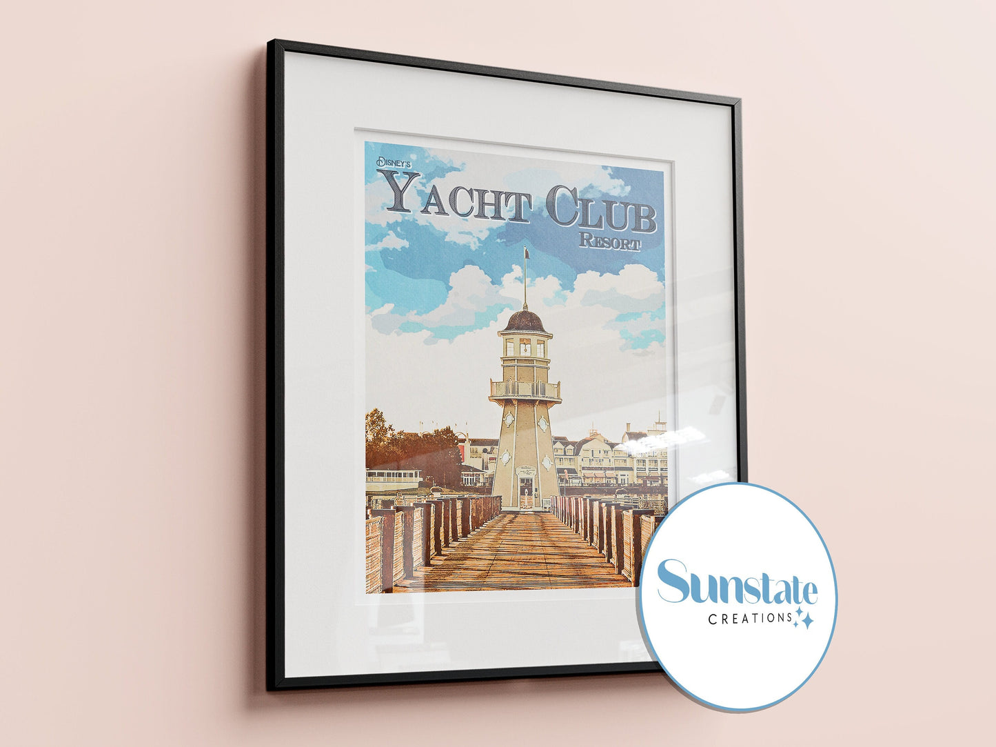 Yacht Club Resort, Retro Disney Poster, Disney Prints, Retro Walt Disney World Prints, A1, A2, A3, A4, A5