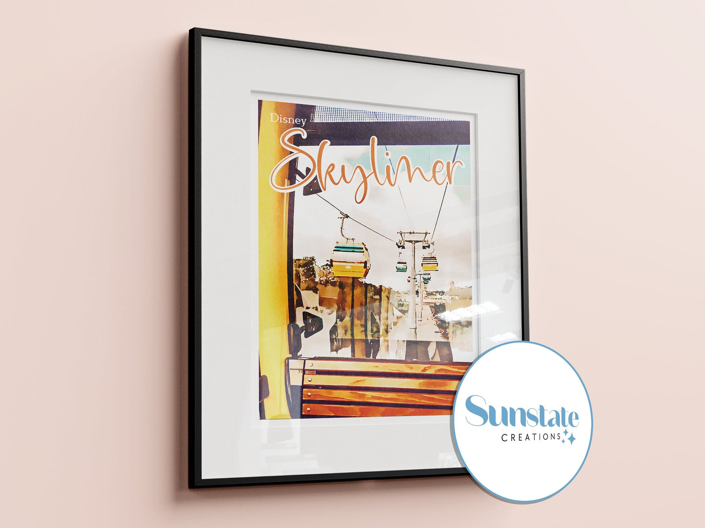 Walt Disney World Skyliner, Retro Disney Poster, Disney Prints, Walt Disney World Prints Available in A1, A2, A3, A4, A5