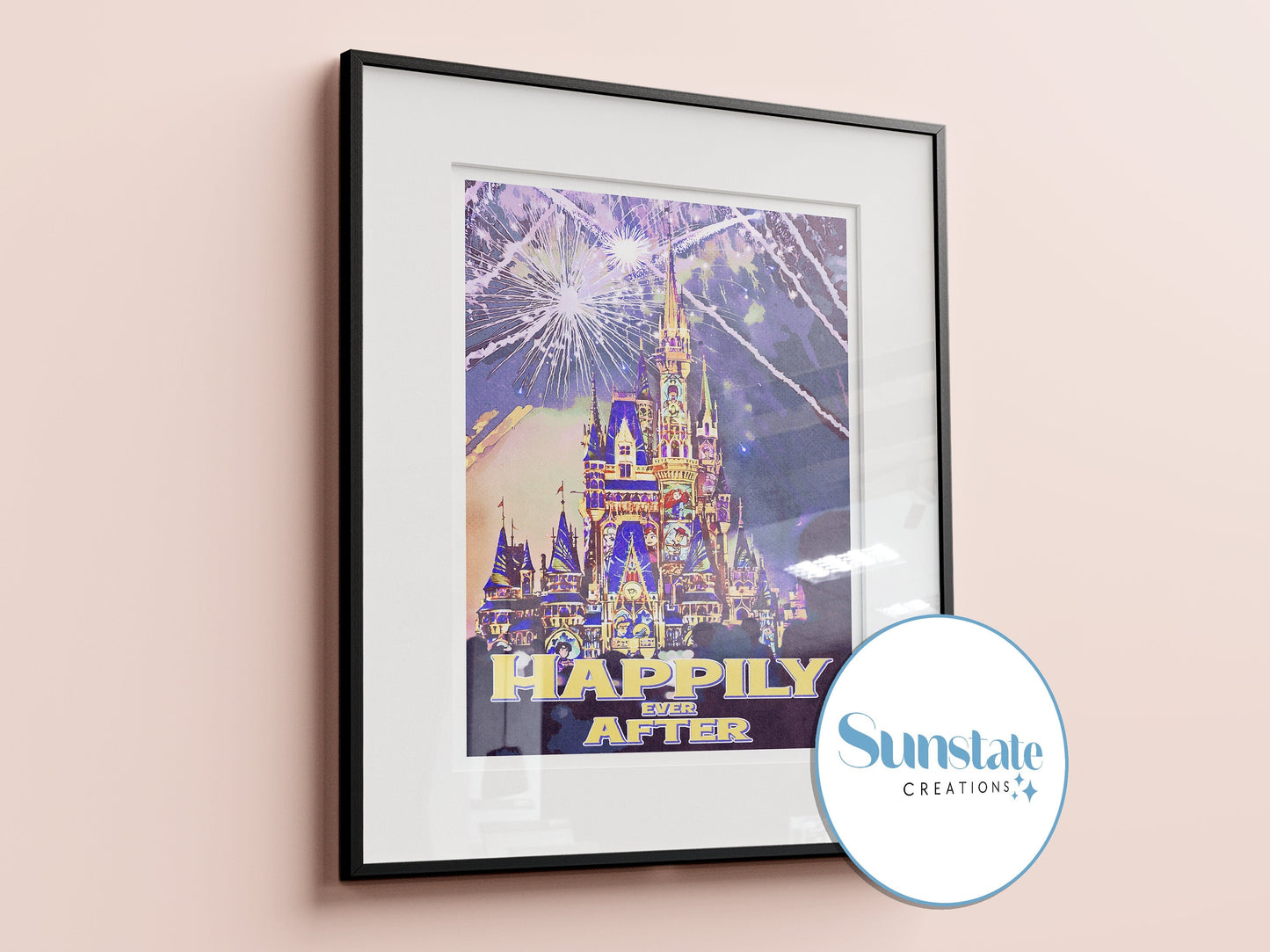 Happily Ever After, Retro Disney Print, Disney Prints, Retro Disney Poster, Disney Park Prints, Walt Disney World Prints, Disney Wall Art