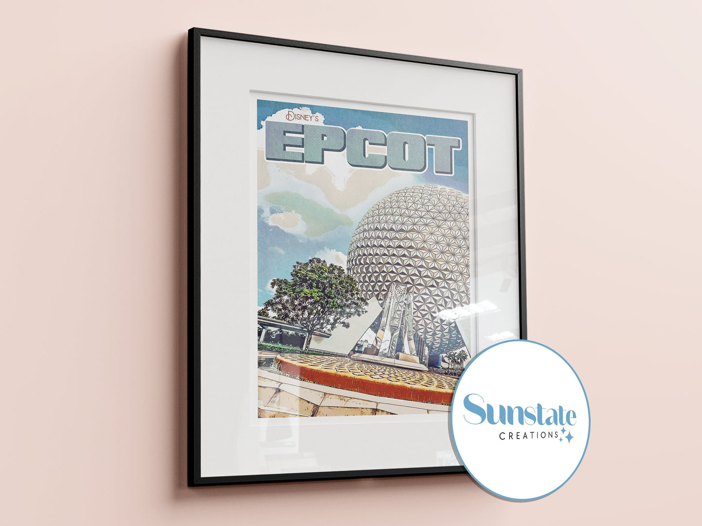 Epcot Retro Disney Prints, Walt Disney World Prints, Spaceship Earth Poster, Disney Wall Art, Disney Parks, Retro Disney Prints, Disney Gift