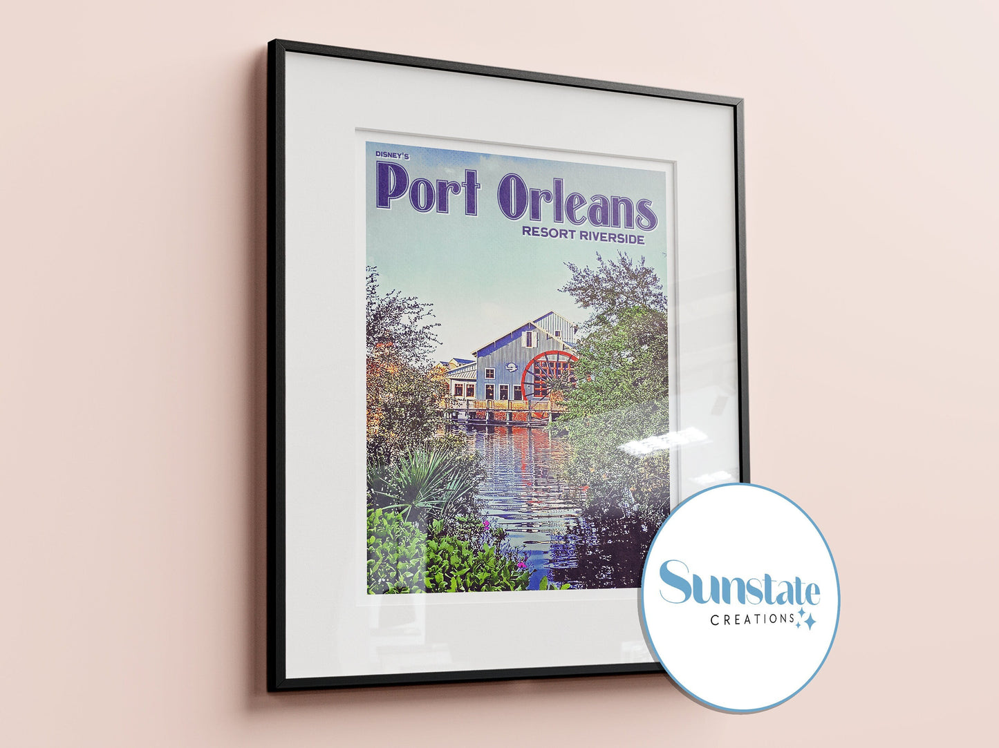 Disney's Port Orleans Resort Riverside, Retro Disney Poster, Disney Prints, Walt Disney World Prints, Disney Resort Posters, Retro Wall Art