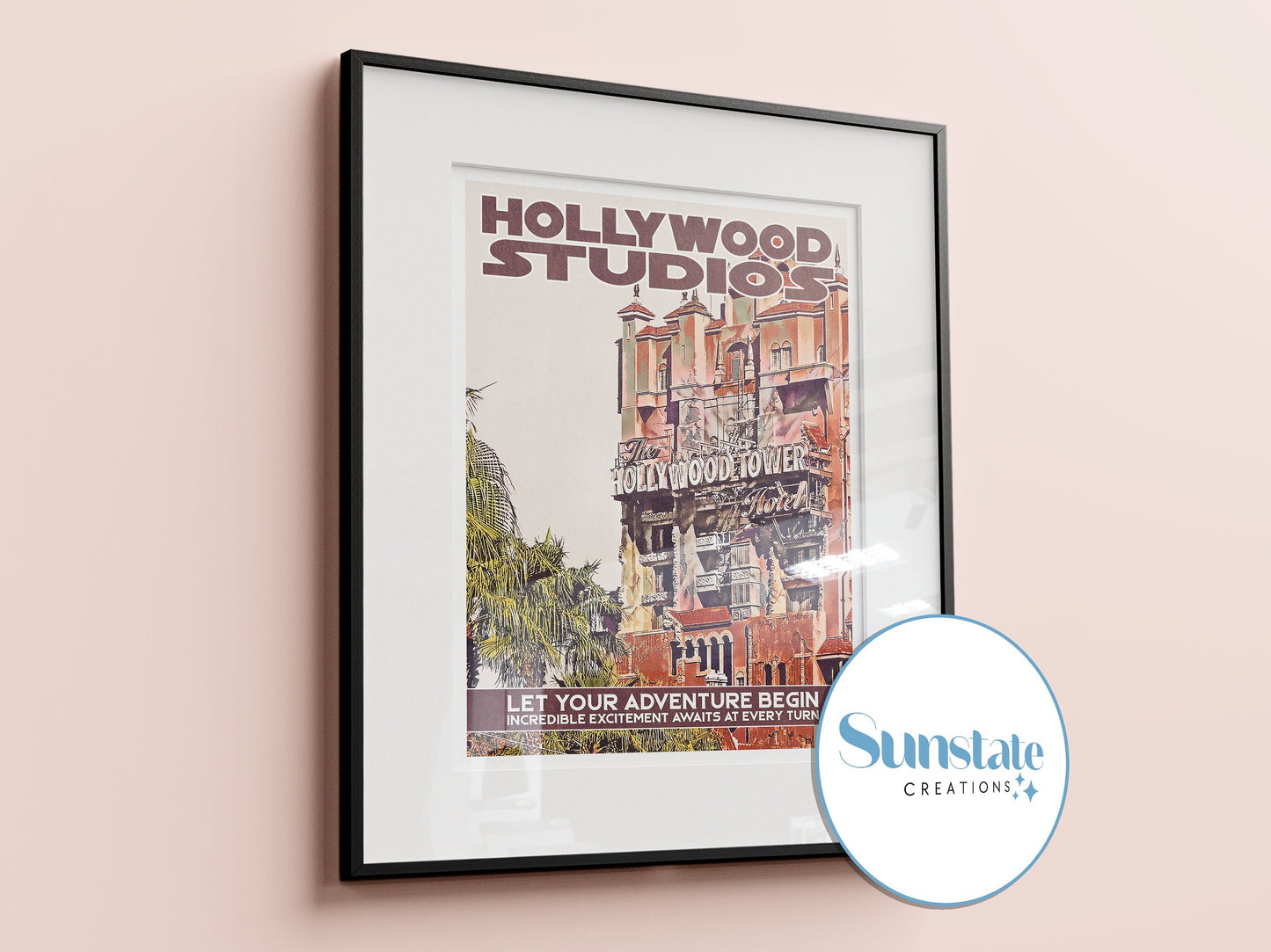 Hollywood Studios Retro Disney Poster, Disney Prints, Tower of Terror, Retro Poster, Walt Disney World Prints, Disney Wall Art, Disney Gift