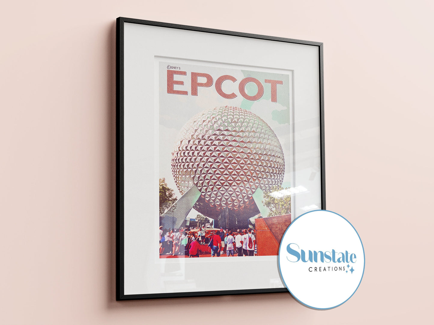 Epcot, Retro Disney Prints, Retro Disney Posters, Spaceship Earth, Disney World Prints, Disney Wall Art, Disney Parks Posters, Disney Gift