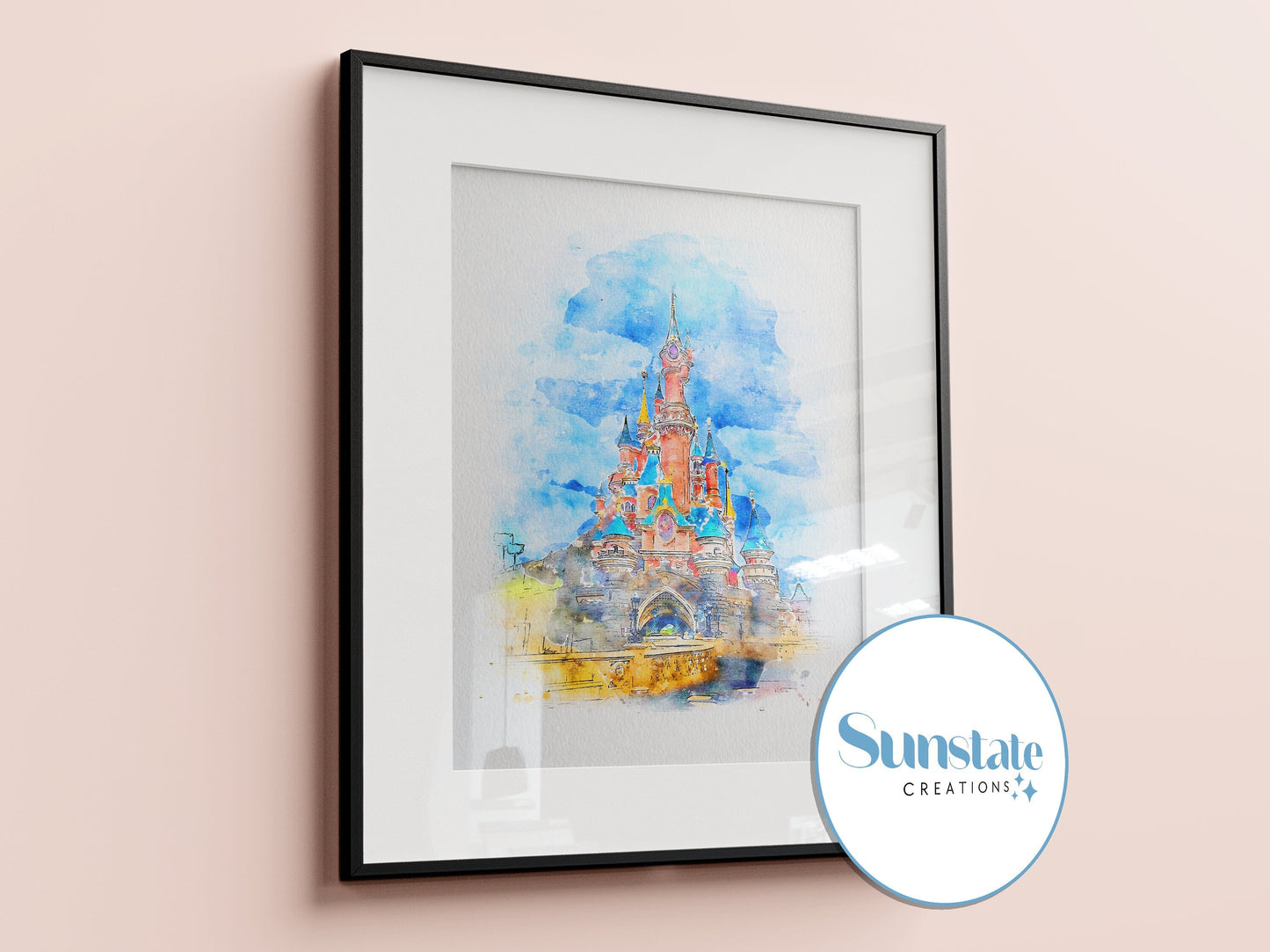 Disneyland Paris Print, Disney Watercolour Print, Disney Prints, Disney Posters, Disneyland Paris Castle, Disney Wall Art, Disney Gifts