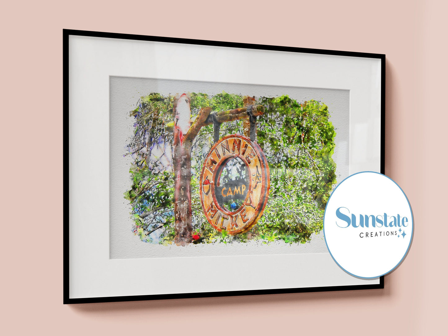 Camp Mickey Minnie, Watercolour Print, Walt Disney World Prints