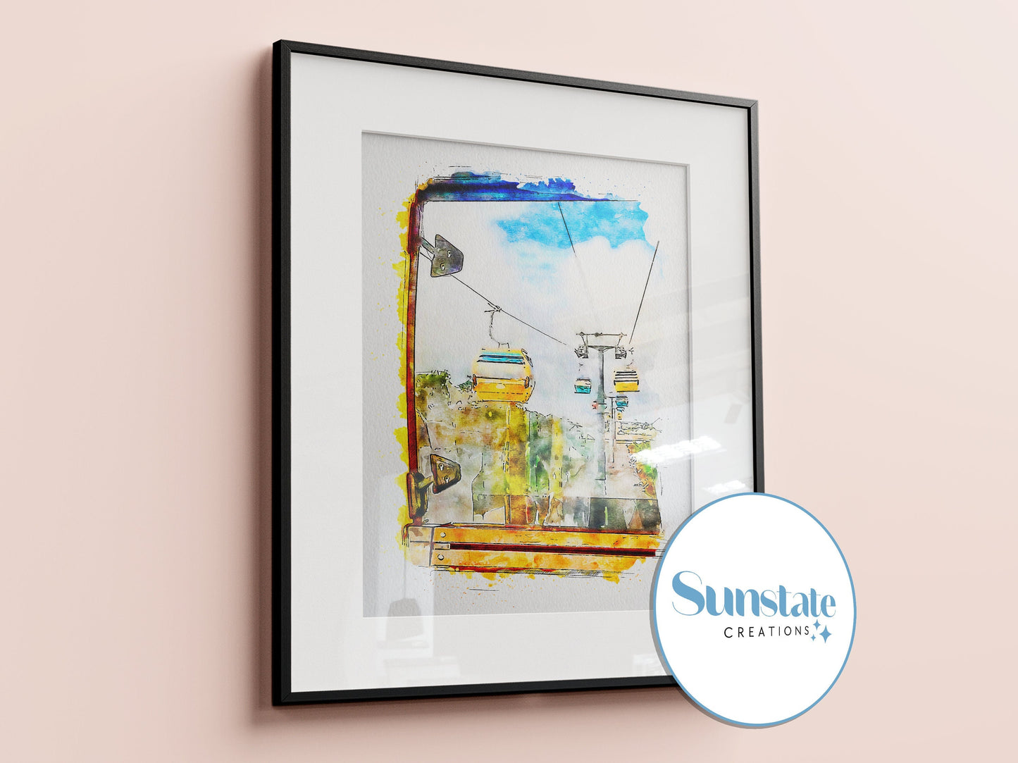 Disney Skyliner Watercolour Print, Disney Prints, Disney World Prints
