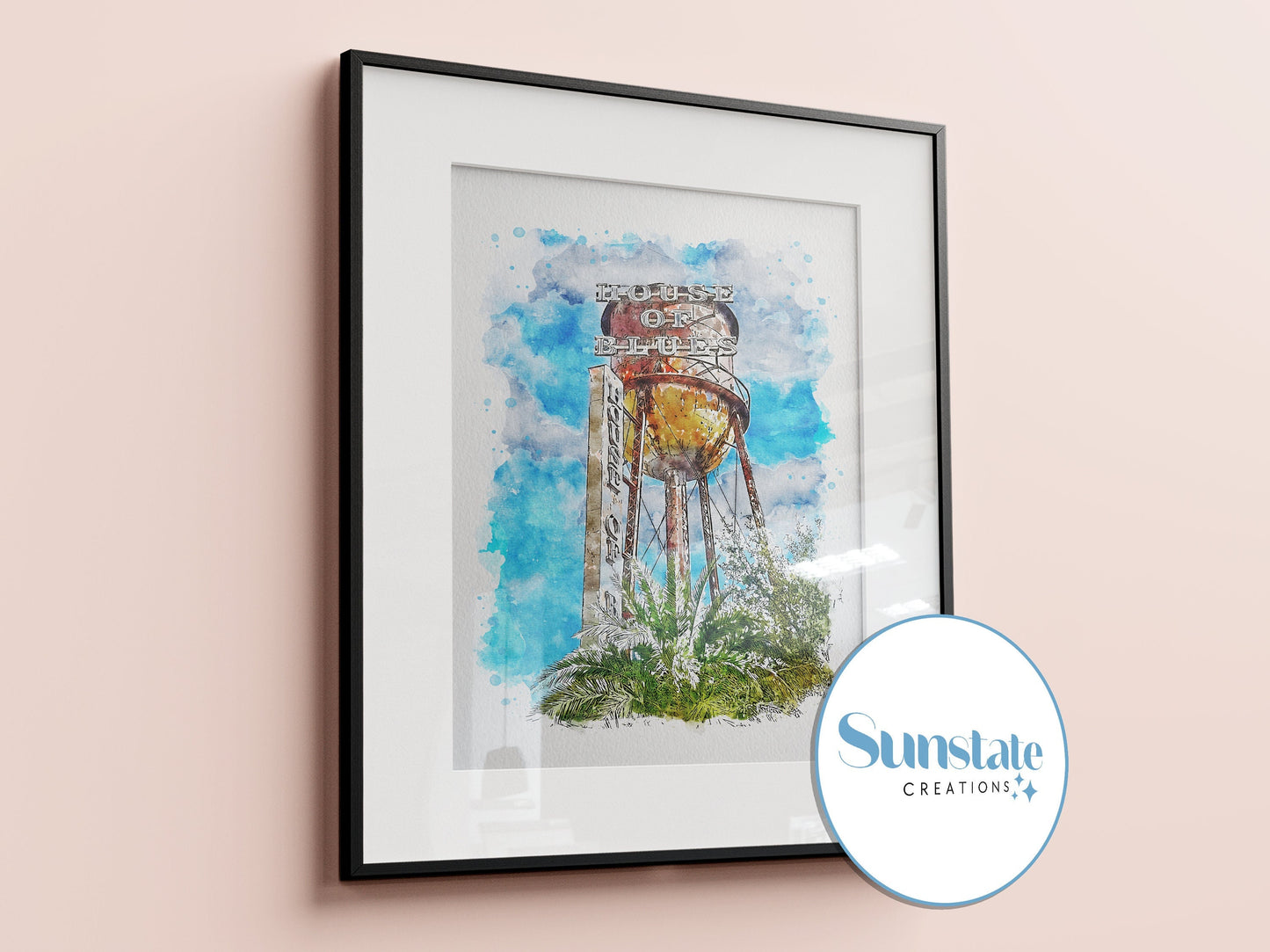 House Of Blues Watercolour Sketch Print, Disney Springs, Walt Disney World Prints
