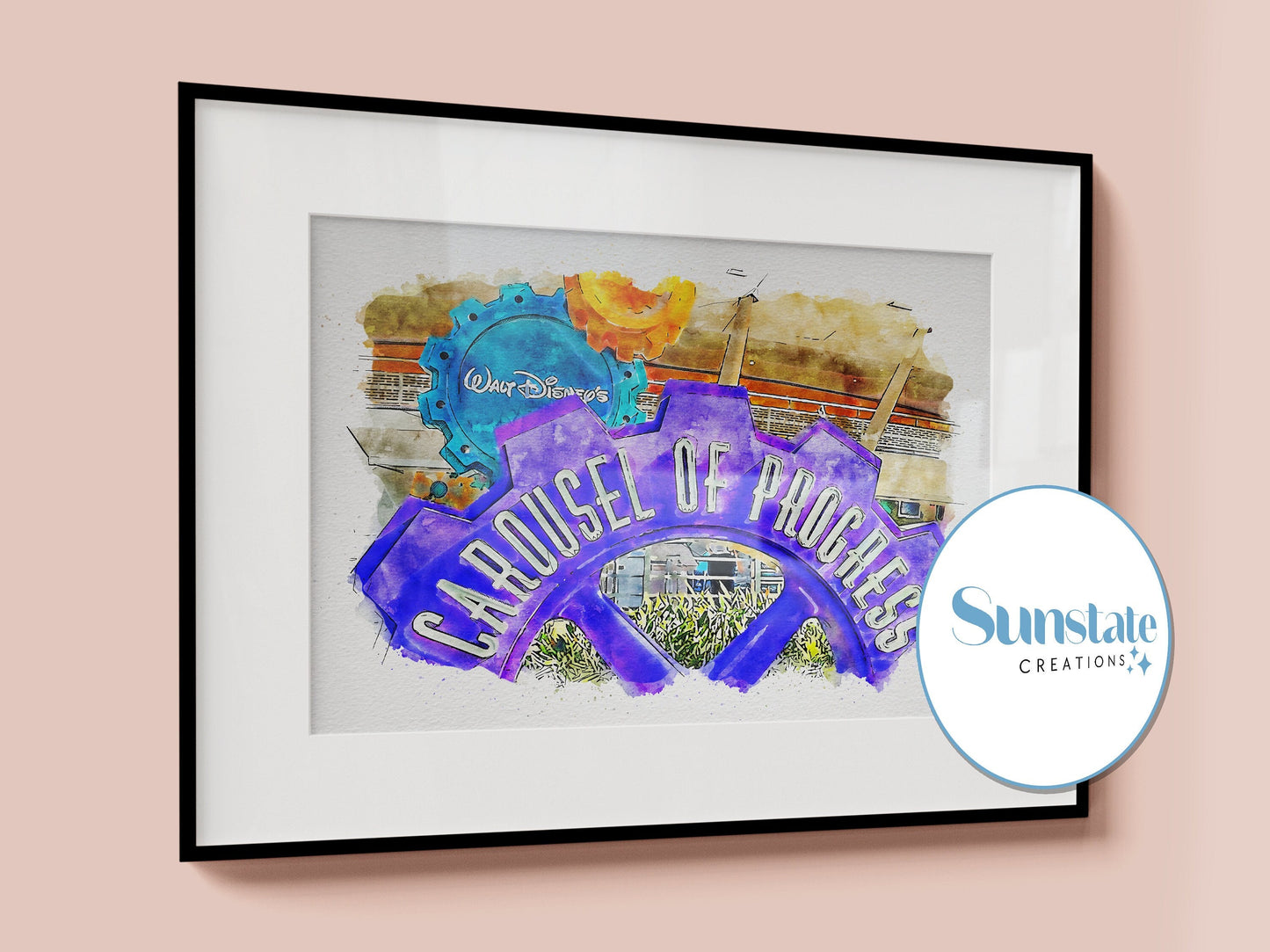 Carousel Of Progress Watercolour Print, Walt Disney World Prints