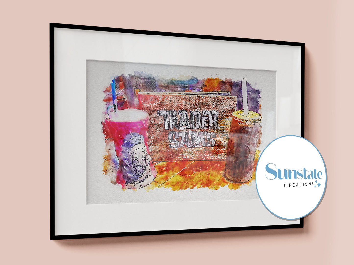 Disney's Trader Sam's, Polynesian Resort Watercolour Sketch Print, Disney Prints