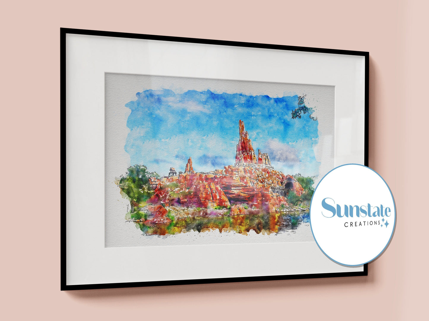 Big Thunder Mountain Watercolour Print, Disney Prints, Disneyland Paris Prints