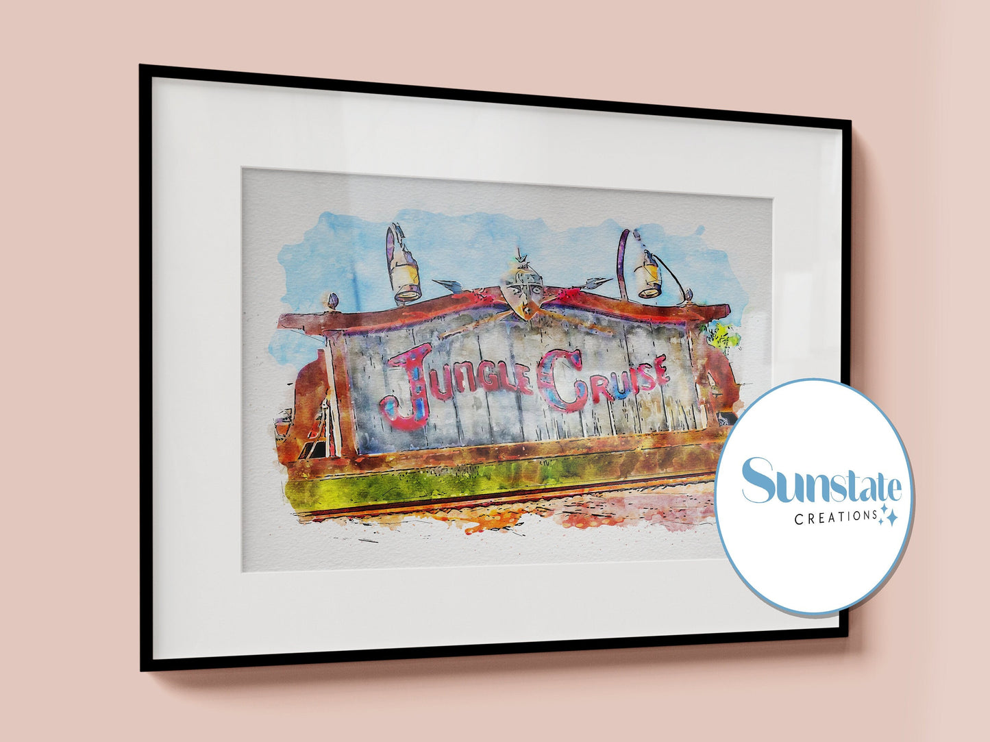 Jungle Cruise Watercolour Sketch Print, Magic Kingdom Sign, Walt Disney World Prints