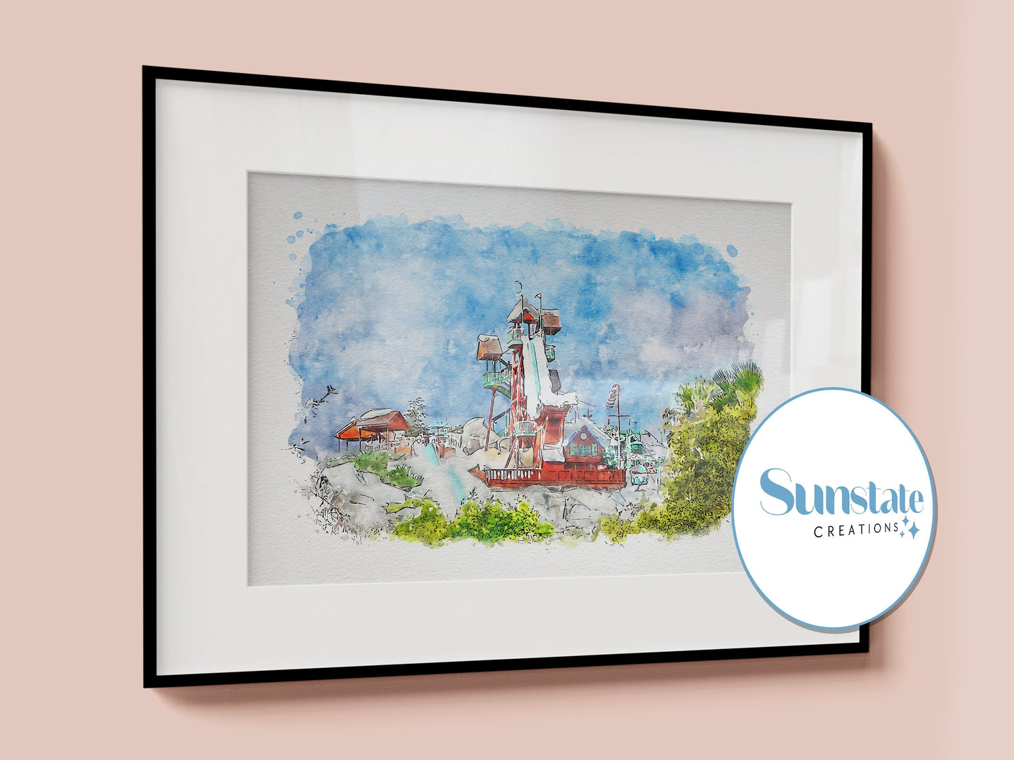 Blizzard Beach, Walt Disney World Prints, Disney Watercolour Print
