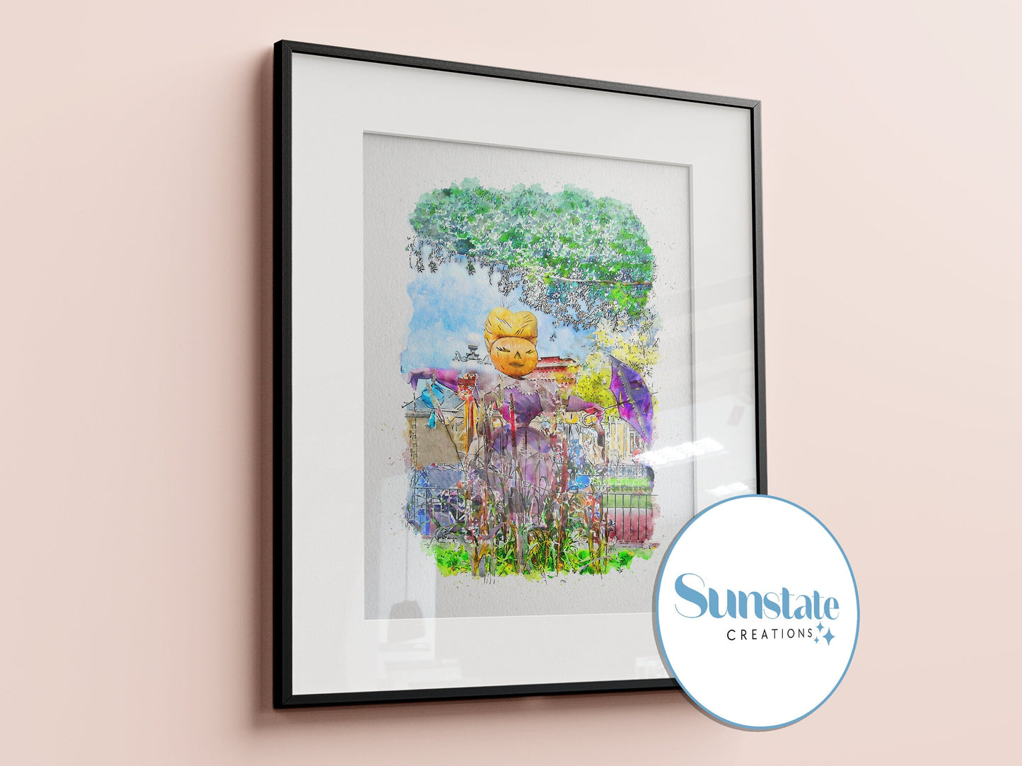 Disney Halloween, Mrs Scarecrow Watercolour Sketch Print, Main Street, Magic Kingdom