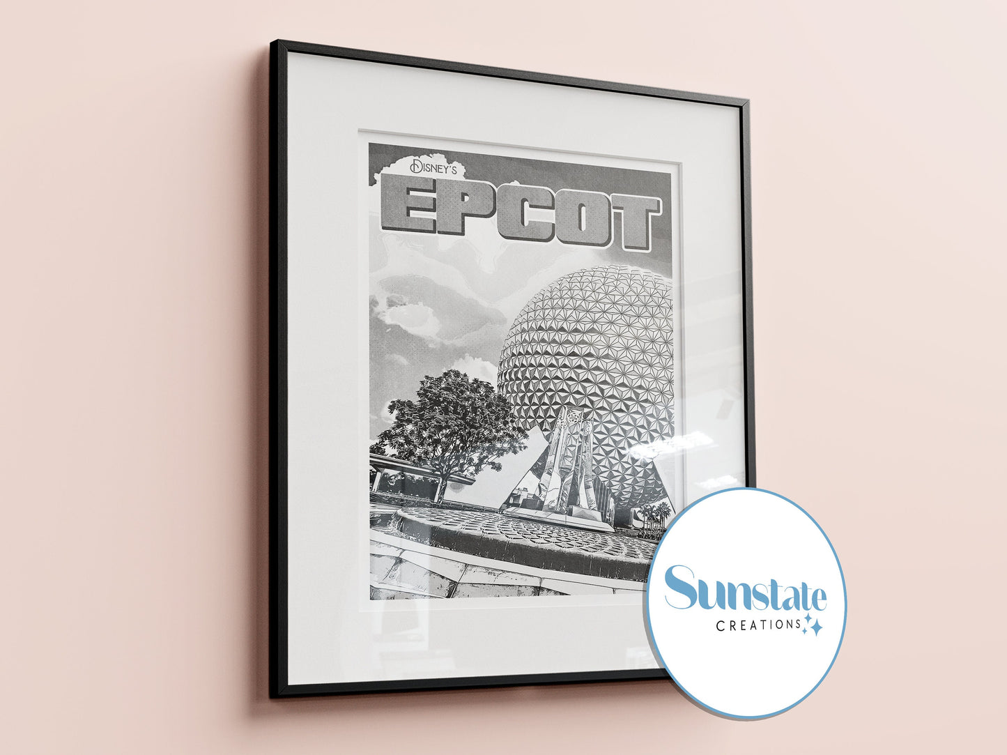 Walt Disney World Retro Prints, Black And White Disney Prints Set