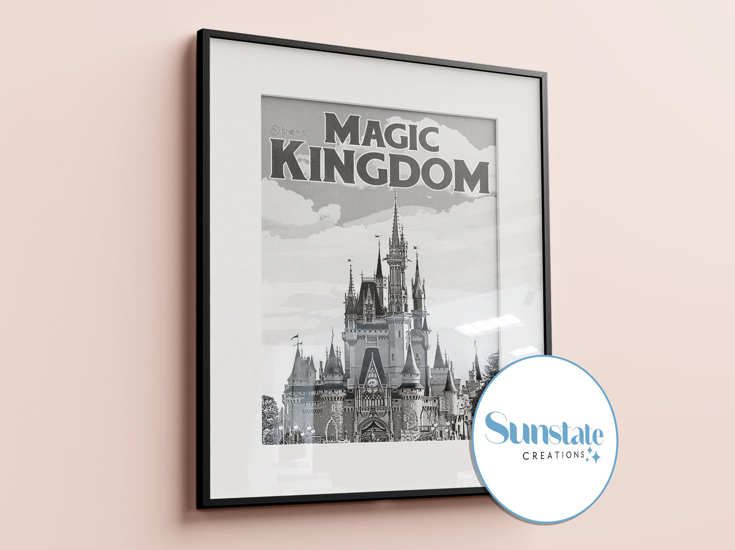 Walt Disney World Retro Prints, Black And White Disney Prints Set