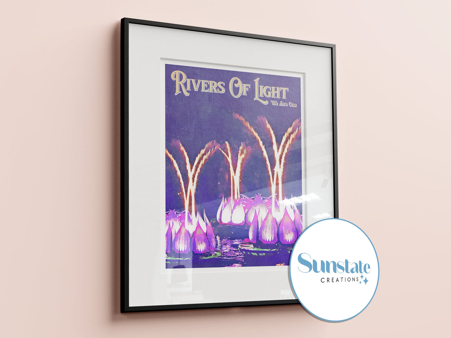 Walt Disney World Retro Prints, Disney Fireworks Prints, Set of Four