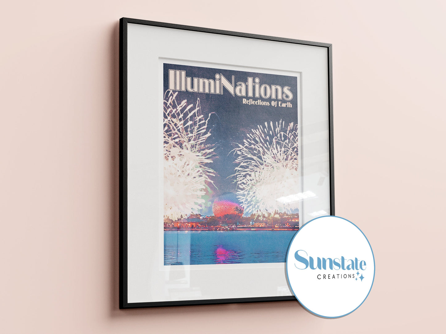 Walt Disney World Retro Prints, Disney Fireworks Prints, Set of Four