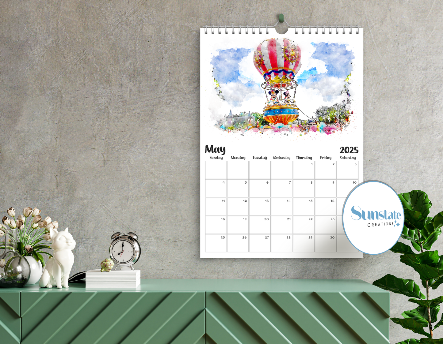 Walt Disney World Calendar 2025, Disney Calendars, Watercolour Artwork