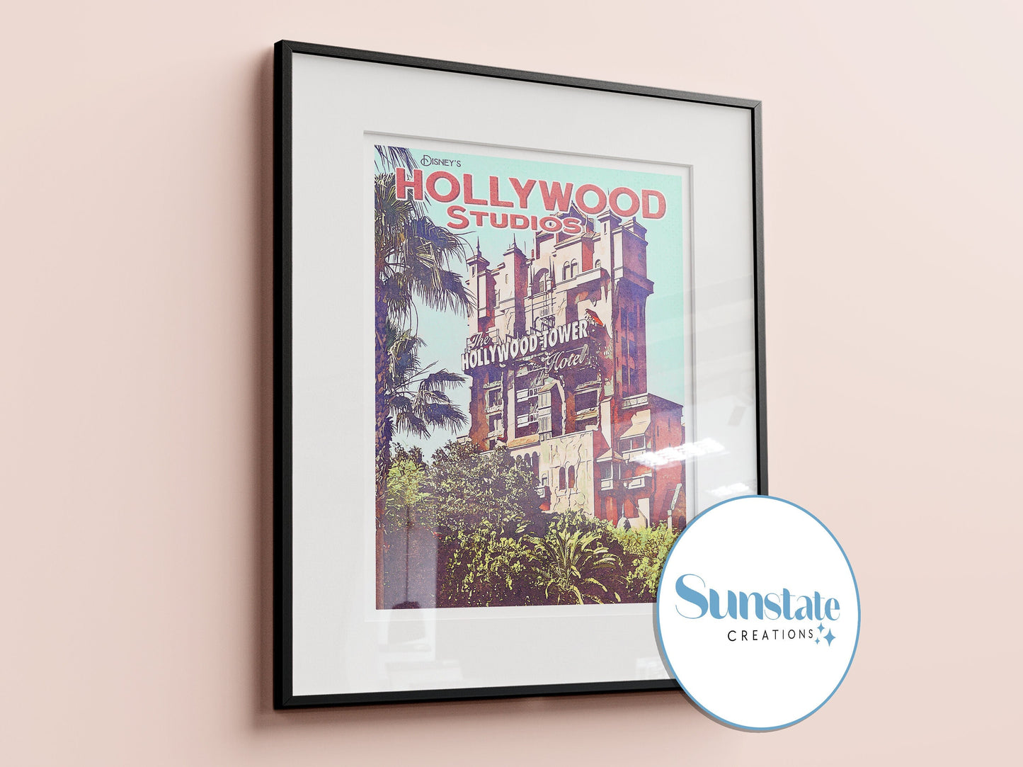 Hollywood Studios Retro Disney Print, Disney Poster, Tower of Terror, Retro Poster, Walt Disney World Prints, Disney Wall Art, Disney Gift