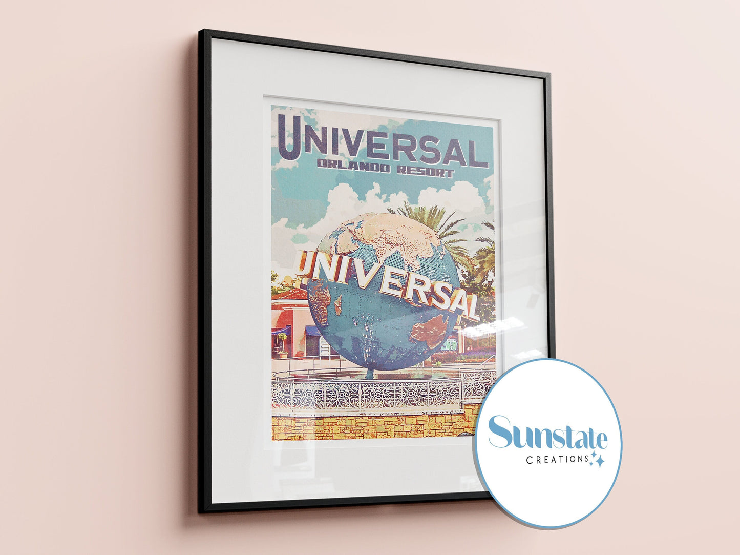 Universal Studios, Retro Poster Print, Universal Orlando Globe, Vintage Style Prints, Available in A3, A4, A5