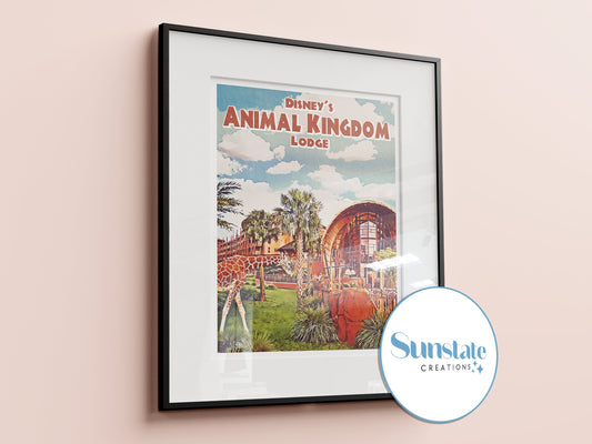 Animal Kingdom Lodge, Retro Disney Prints, Disney World Prints, Disney Resort Posters