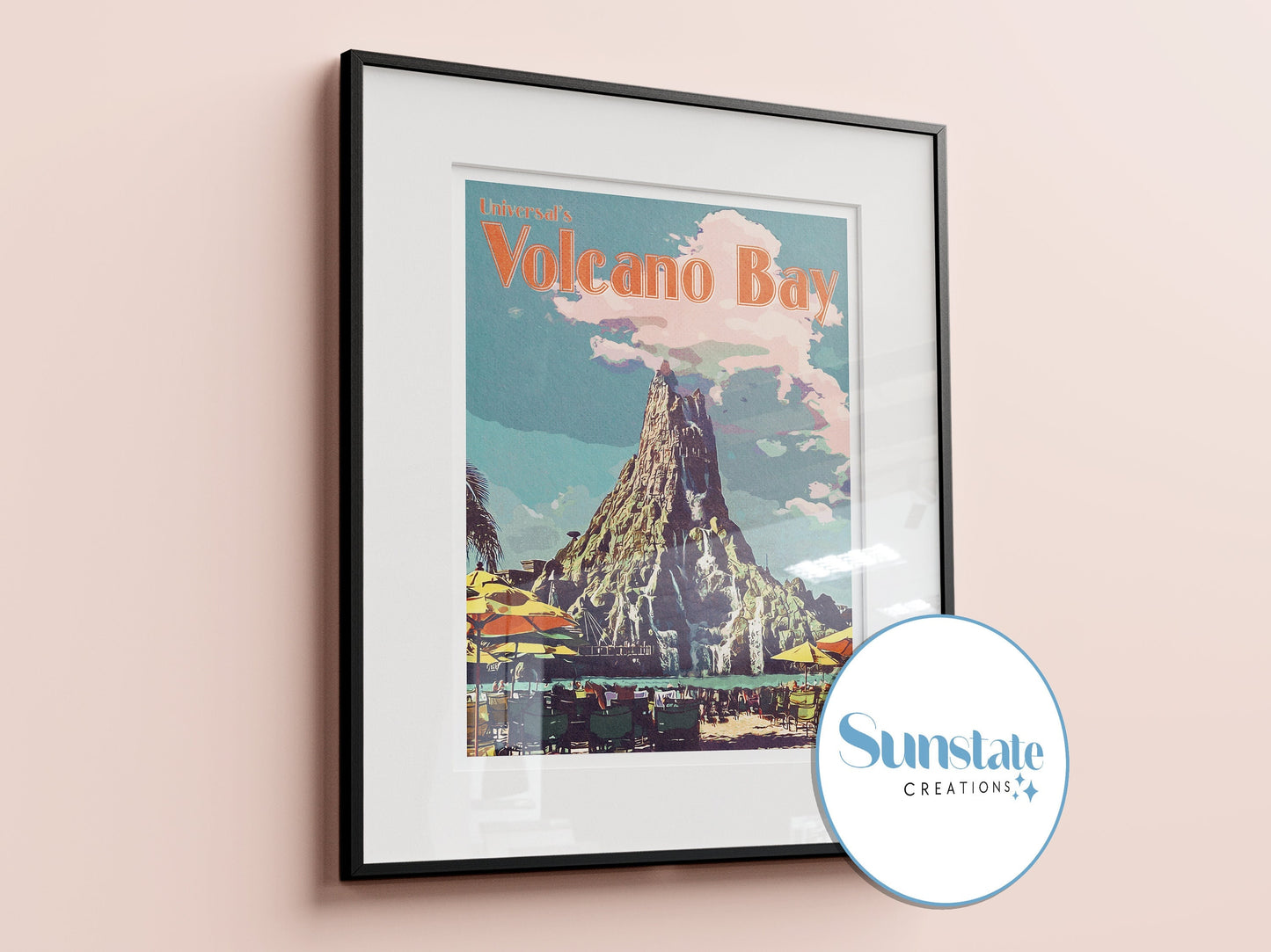 Volcano Bay Retro Poster Print, Universal Orlando, Vintage Prints, Available in A3, A4, A5