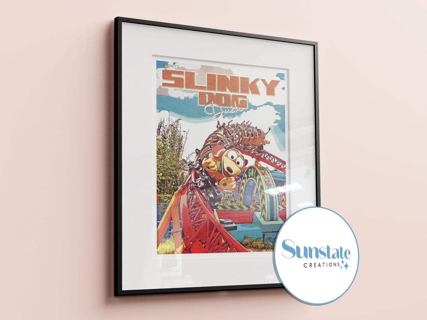 Slinky Dog Dash Retro Disney Print, Hollywood Studios, Toy Story Land, Walt Disney World Prints, Wall Art, A1, A2, A3, A4, A5