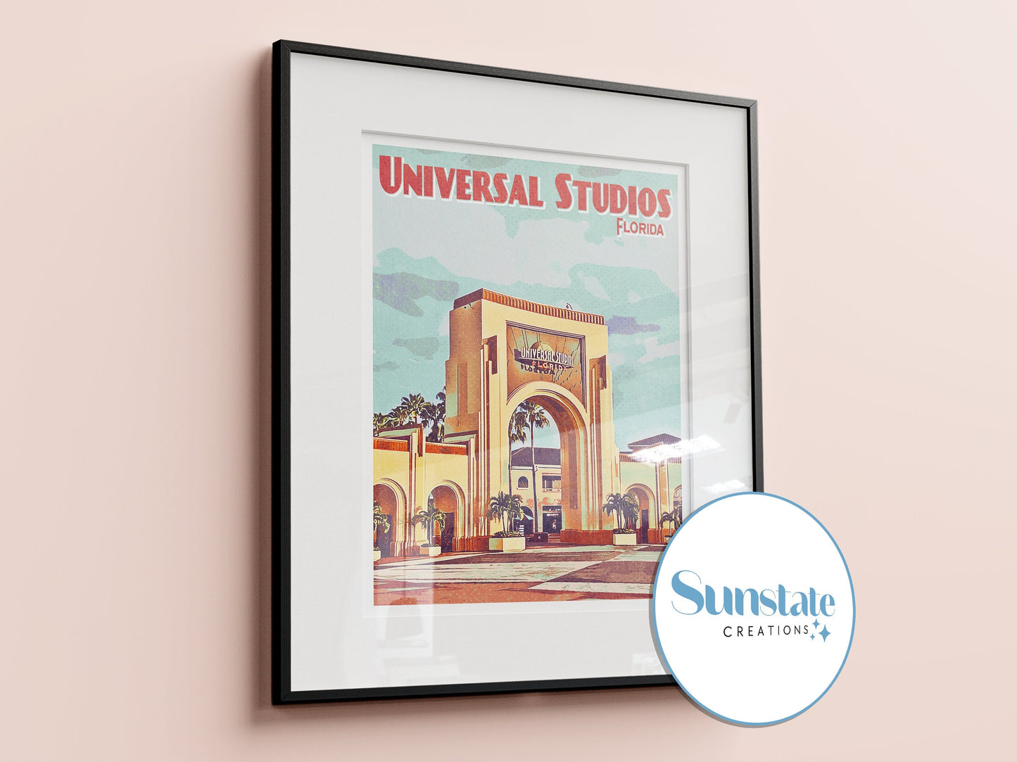 Universal Studios Arch Retro Poster Print, Universal Orlando, Vintage Prints, Available in A3, A4, A5