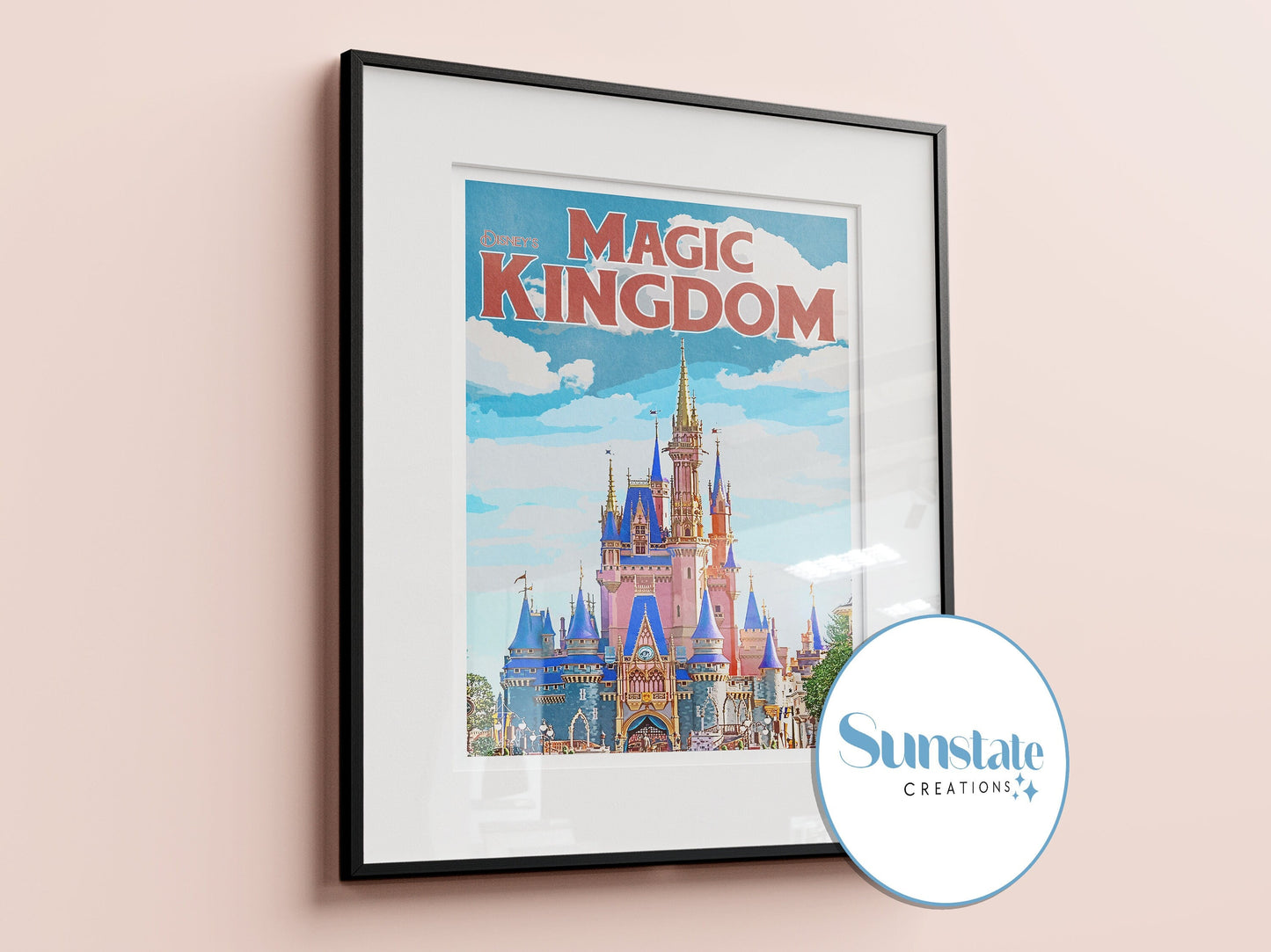 Magic Kingdom, Retro Disney Print, Disney Parks Poster, Disney World Retro Posters, Retro, Walt Disney World Prints, A1, A2, A3, A4, A5