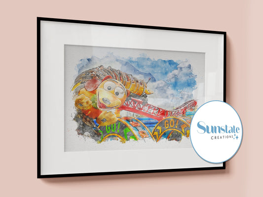 Slinky Dog Dash Watercolour Print, Walt Disney World Prints, Hollywood Studios, Disney Prints