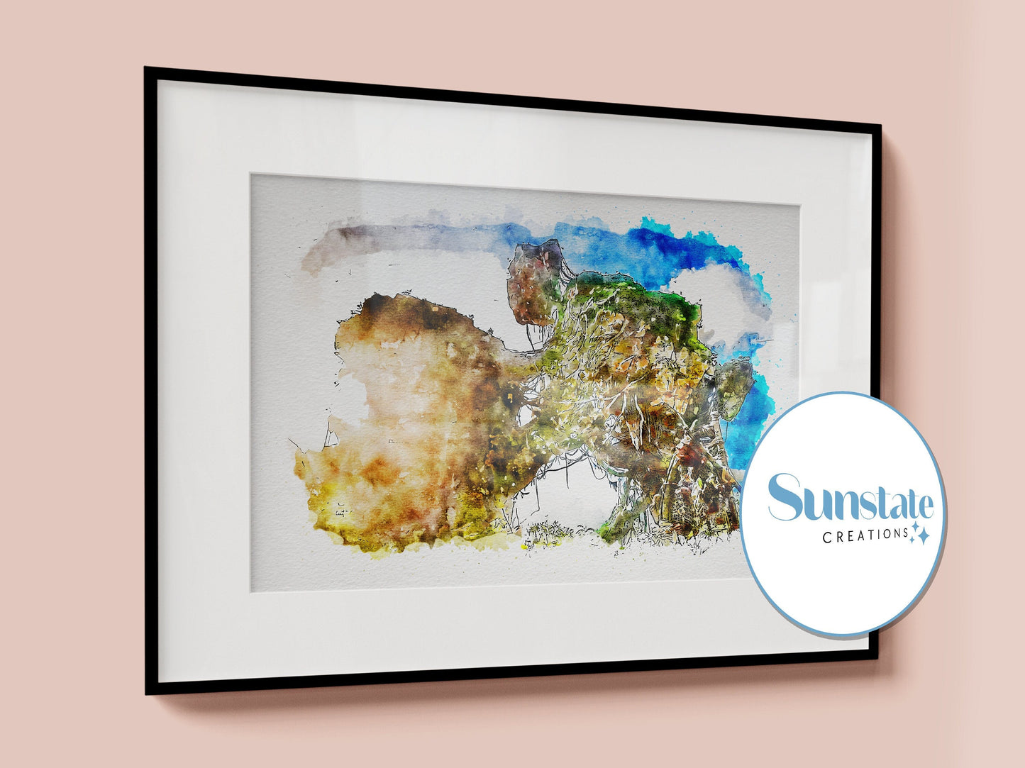 Pandora Floating Mountains Watercolour Sketch Print, Disney World Prints